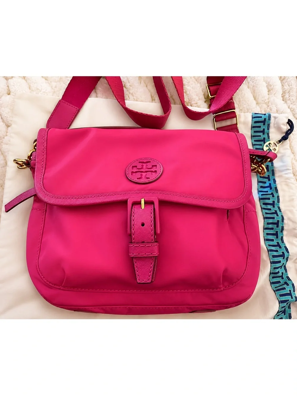 Tory Burch Hot Pink Crossbody Messenger Bag